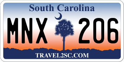 SC license plate MNX206