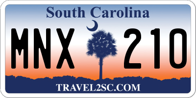 SC license plate MNX210