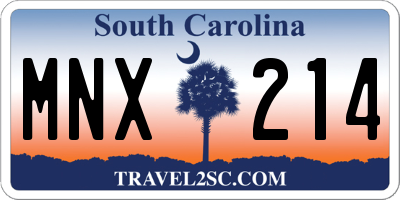 SC license plate MNX214