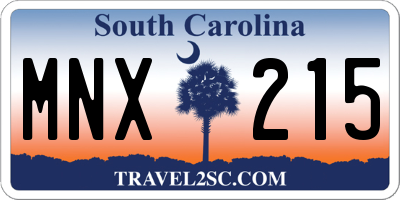 SC license plate MNX215