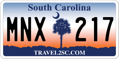 SC license plate MNX217