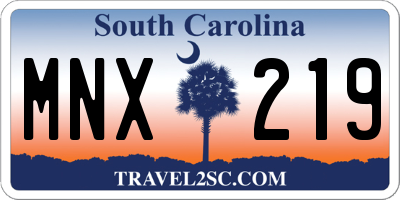 SC license plate MNX219