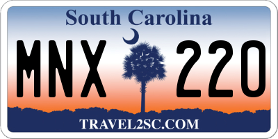 SC license plate MNX220