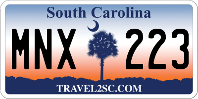 SC license plate MNX223