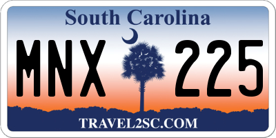 SC license plate MNX225