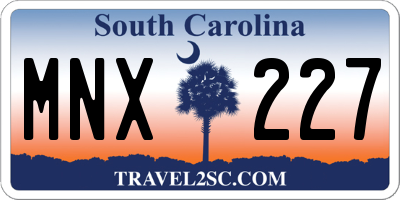 SC license plate MNX227