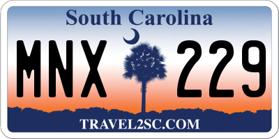 SC license plate MNX229