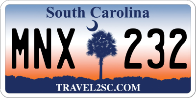 SC license plate MNX232
