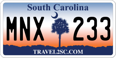SC license plate MNX233