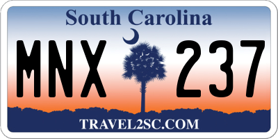 SC license plate MNX237