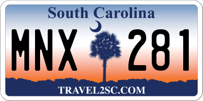 SC license plate MNX281
