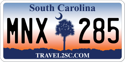 SC license plate MNX285