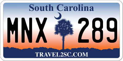 SC license plate MNX289