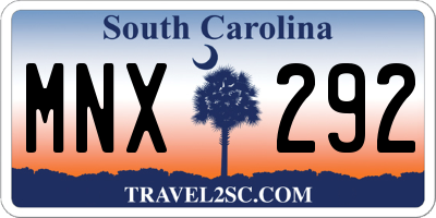 SC license plate MNX292