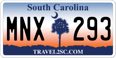 SC license plate MNX293