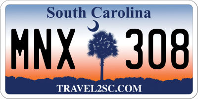 SC license plate MNX308