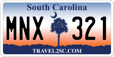 SC license plate MNX321