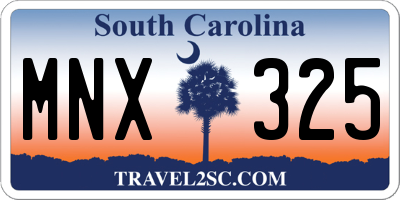 SC license plate MNX325
