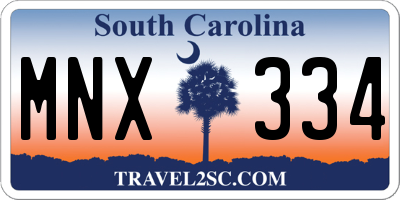 SC license plate MNX334