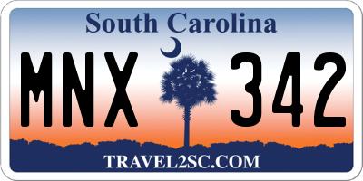 SC license plate MNX342