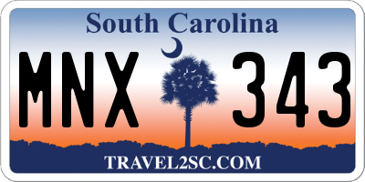 SC license plate MNX343
