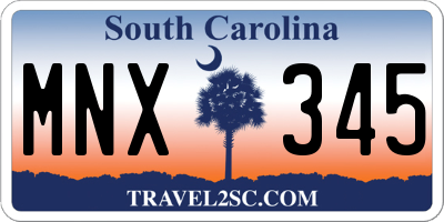 SC license plate MNX345