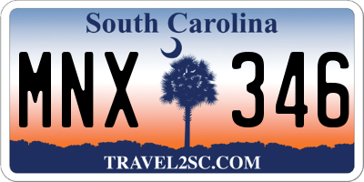 SC license plate MNX346