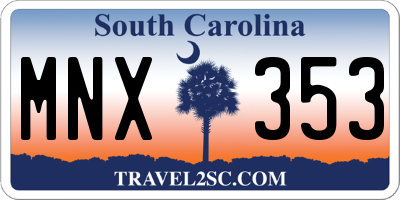 SC license plate MNX353
