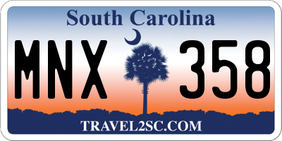 SC license plate MNX358