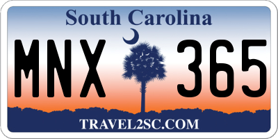 SC license plate MNX365