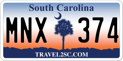 SC license plate MNX374