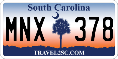 SC license plate MNX378
