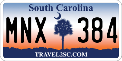 SC license plate MNX384