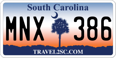 SC license plate MNX386
