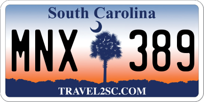 SC license plate MNX389