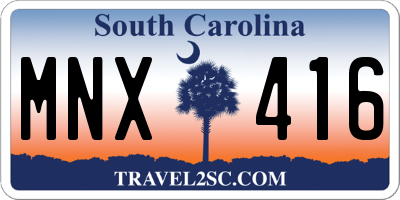 SC license plate MNX416