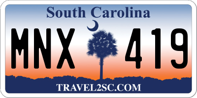 SC license plate MNX419
