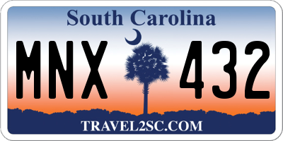 SC license plate MNX432