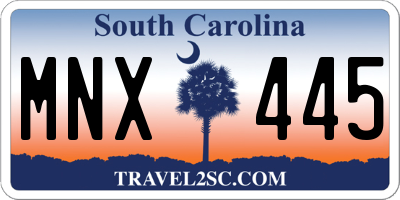 SC license plate MNX445