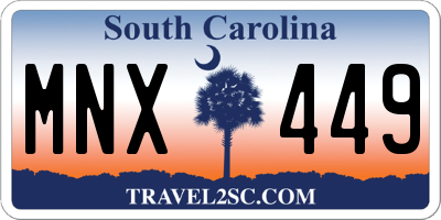 SC license plate MNX449