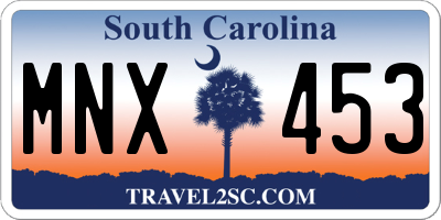 SC license plate MNX453
