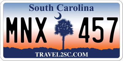 SC license plate MNX457