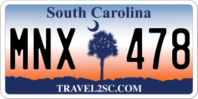 SC license plate MNX478