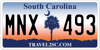 SC license plate MNX493