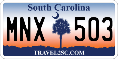 SC license plate MNX503