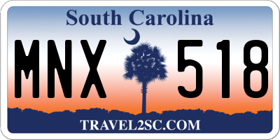 SC license plate MNX518