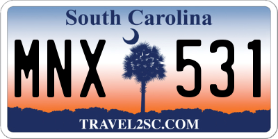 SC license plate MNX531