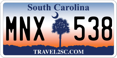 SC license plate MNX538
