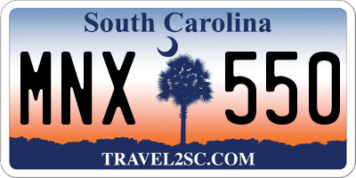 SC license plate MNX550
