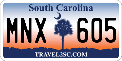 SC license plate MNX605